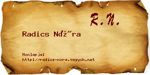 Radics Nóra névjegykártya